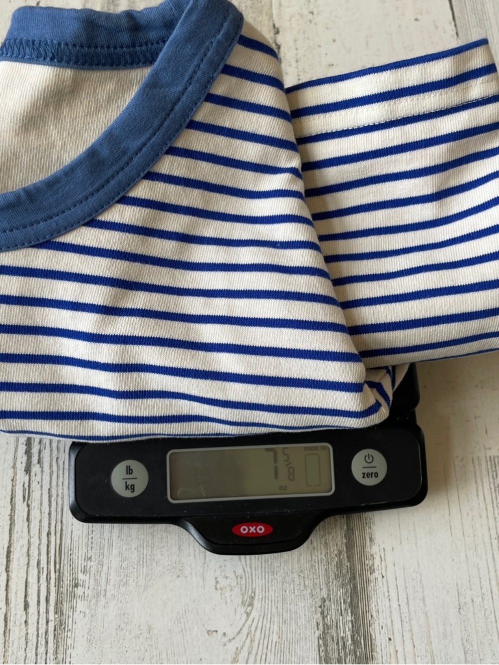 Tory Burch Top M Striped Tee White with Blue Stripes with Red Floral Accents - Picture 10 of 10
